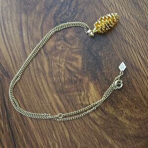 Sarah Coventry Gold Pine Cone Necklace - Vtg 70s - Cottagecore